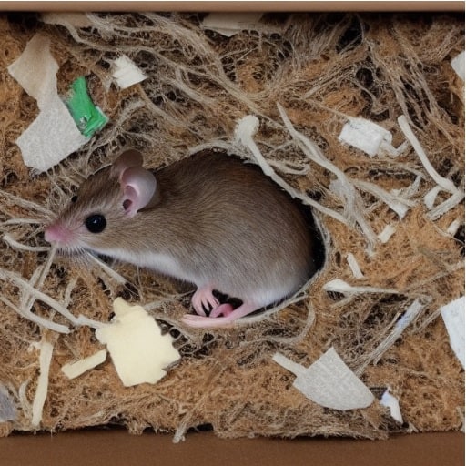 Mouse nest in a box